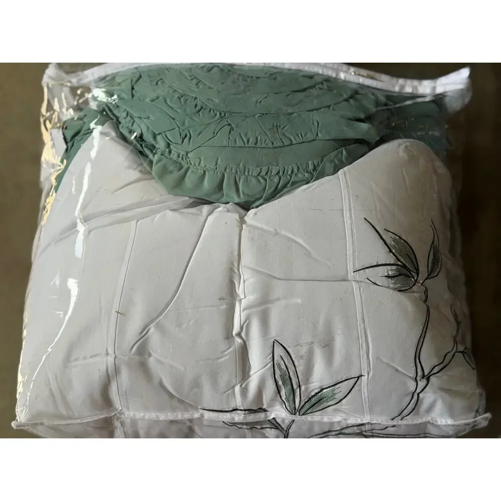 NEW! Nanshing - Raina 7PC Floral Midweight Bedding Comforter Set Queen Green